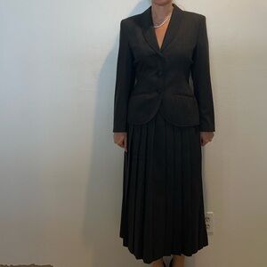 Vintage Laura Ashley Wool Blazer and Pleated Skirt Suit Set Size 8 UK